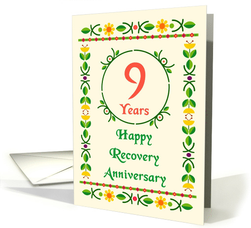 9 Years, Happy Recovery Anniversary, Art Nouveau style card (1481320)