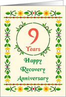 9 Years, Happy Recovery Anniversary, Art Nouveau style card