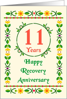 11 Years, Happy Recovery Anniversary, Art Nouveau style card