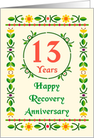 13 Years, Happy Recovery Anniversary, Art Nouveau style card