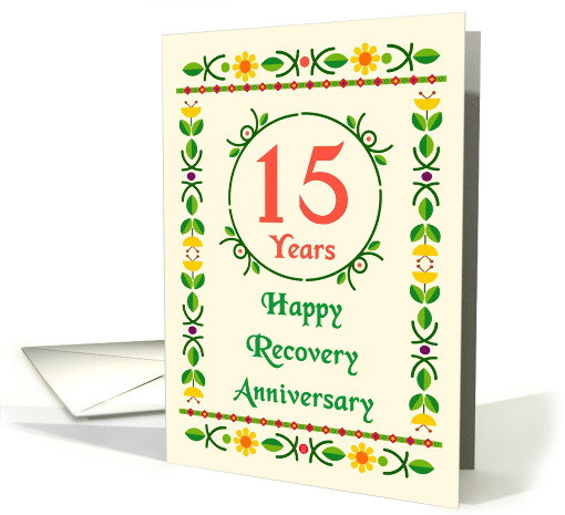 15 Years, Happy Recovery Anniversary, Art Nouveau style card (1481370)
