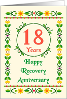 18 Years, Happy Recovery Anniversary, Art Nouveau style card