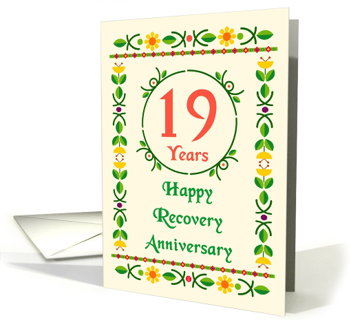 19 Years, Happy Recovery Anniversary, Art Nouveau style card (1481380)