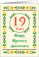 19 Years, Happy Recovery Anniversary, Art Nouveau style card
