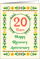 20 Years, Happy Recovery Anniversary, Art Nouveau style card