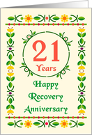 21 Years, Happy Recovery Anniversary, Art Nouveau style card