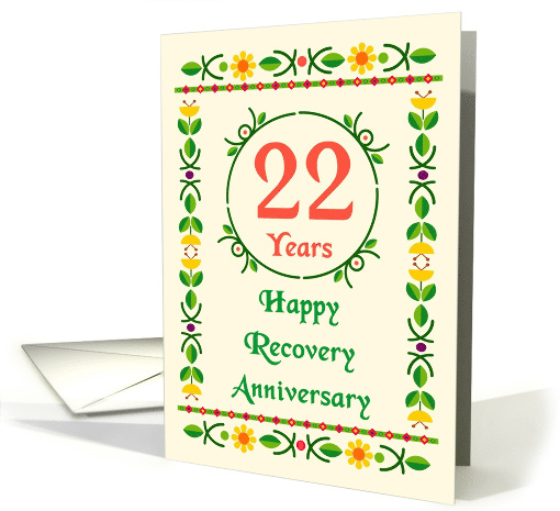 22 Years, Happy Recovery Anniversary, Art Nouveau style card (1482140)