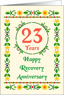 23 Years, Happy Recovery Anniversary, Art Nouveau style card