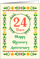 24 Years, Happy Recovery Anniversary, Art Nouveau style card
