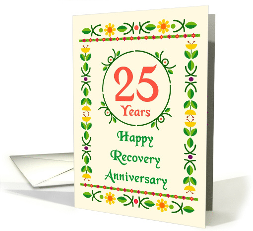 25 Years, Happy Recovery Anniversary, Art Nouveau style card (1482146)