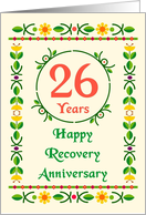 26 Years, Happy Recovery Anniversary, Art Nouveau style card