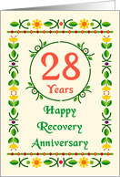 28 Years, Happy Recovery Anniversary, Art Nouveau style card