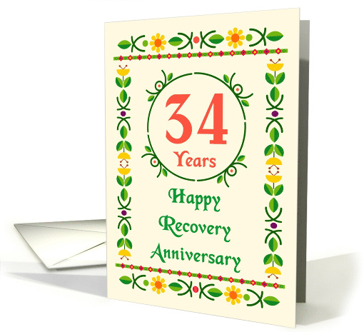 34 Years, Happy Recovery Anniversary, Art Nouveau style card (1482162)