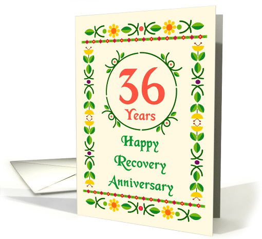 36 Years, Happy Recovery Anniversary, Art Nouveau style card (1482166)