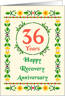 36 Years, Happy Recovery Anniversary, Art Nouveau style card