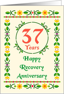 37 Years, Happy Recovery Anniversary, Art Nouveau style card