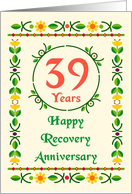 39 Years, Happy Recovery Anniversary, Art Nouveau style card