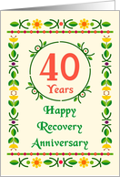 40 Years, Happy Recovery Anniversary, Art Nouveau style card