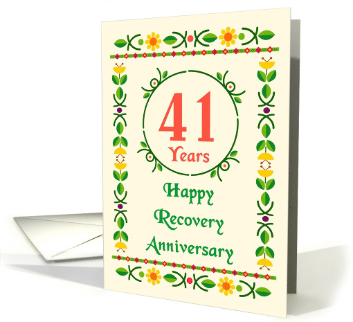 41 Years, Happy Recovery Anniversary, Art Nouveau style card (1482176)