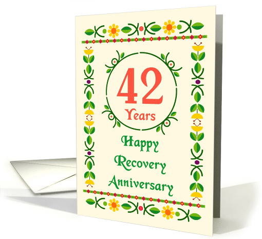 42 Years, Happy Recovery Anniversary, Art Nouveau style card (1482178)