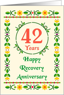 42 Years, Happy Recovery Anniversary, Art Nouveau style card