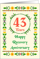 43 Years, Happy Recovery Anniversary, Art Nouveau style card
