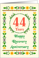 44 Years, Happy Recovery Anniversary, Art Nouveau style card