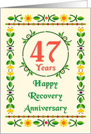 47 Years, Happy Recovery Anniversary, Art Nouveau style card