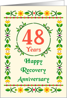 48 Years, Happy Recovery Anniversary, Art Nouveau style card