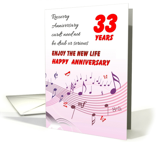 33 Years, Happy Recovery Anniversary card (1491492)