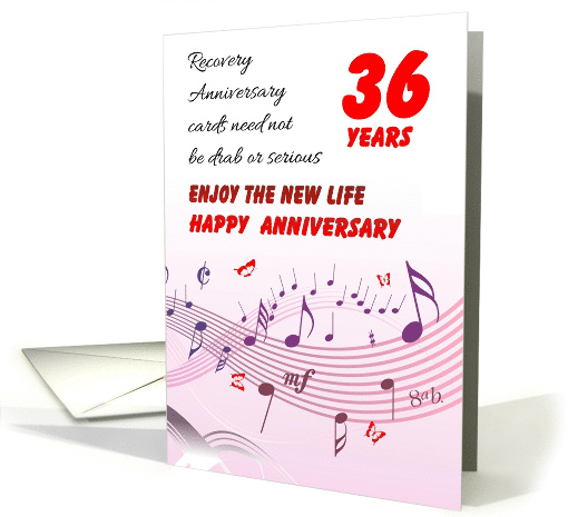 36 Years, Happy Recovery Anniversary card (1491498)