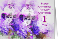 1 Year, Happy Anonymous Recovery Anniversary card
