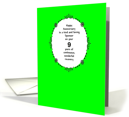 Sponsor 9 Years, Happy Recovery Anniversary card (1497492)