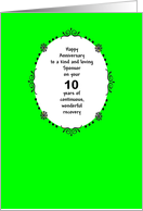 Sponsor 10 Years, Happy Recovery Anniversary card