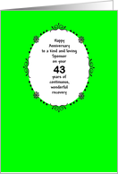 Sponsor 43 Years, Happy Recovery Anniversary card