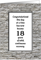 18 Years, Happy Recovery Anniversary card