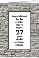 27 Years, Happy Recovery Anniversary card