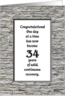 34 Years, Happy Recovery Anniversary card