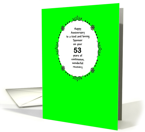 Sponsor 53 Years, Happy Recovery Anniversary card (1498686)