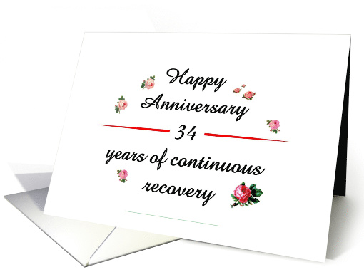 34 Years, Happy Recovery Anniversary card (1499028)