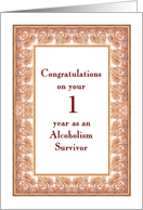 1 Year, Congratulations Alcoholism Survivor card