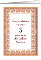 3 Years, Congratulations Alcoholism Survivor card