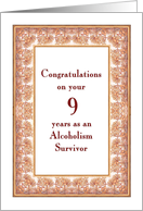 9 Years, Congratulations Alcoholism Survivor card