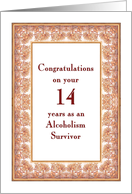 14 Years, Congratulations Alcoholism Survivor card
