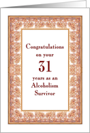 31 Years, Congratulations Alcoholism Survivor card
