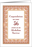 36 Years, Congratulations Alcoholism Survivor card