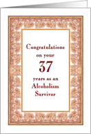 37 Years, Congratulations Alcoholism Survivor card
