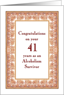 41 Years, Congratulations Alcoholism Survivor card