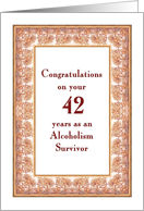 42 Years, Congratulations Alcoholism Survivor card