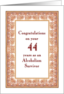 44 Years, Congratulations Alcoholism Survivor card